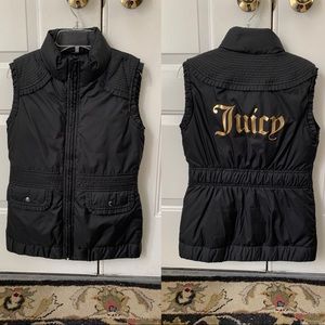 Juicy Couture Girls Size 14 Down Zip Black Vest